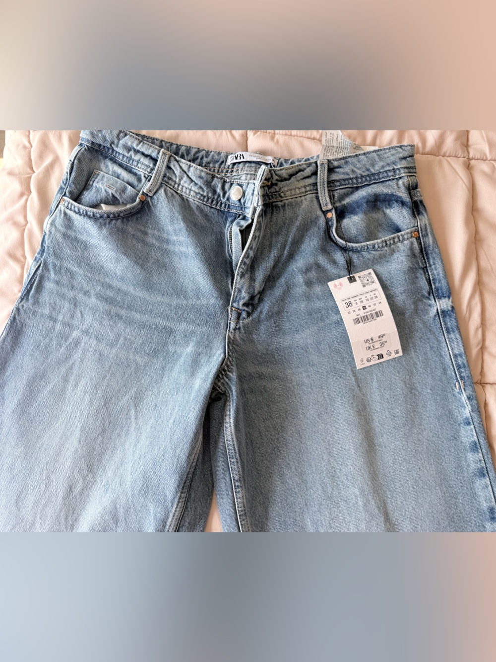 Zara womens Wide Leg Light Wash Jeans - Blue - Picture 3 of 4